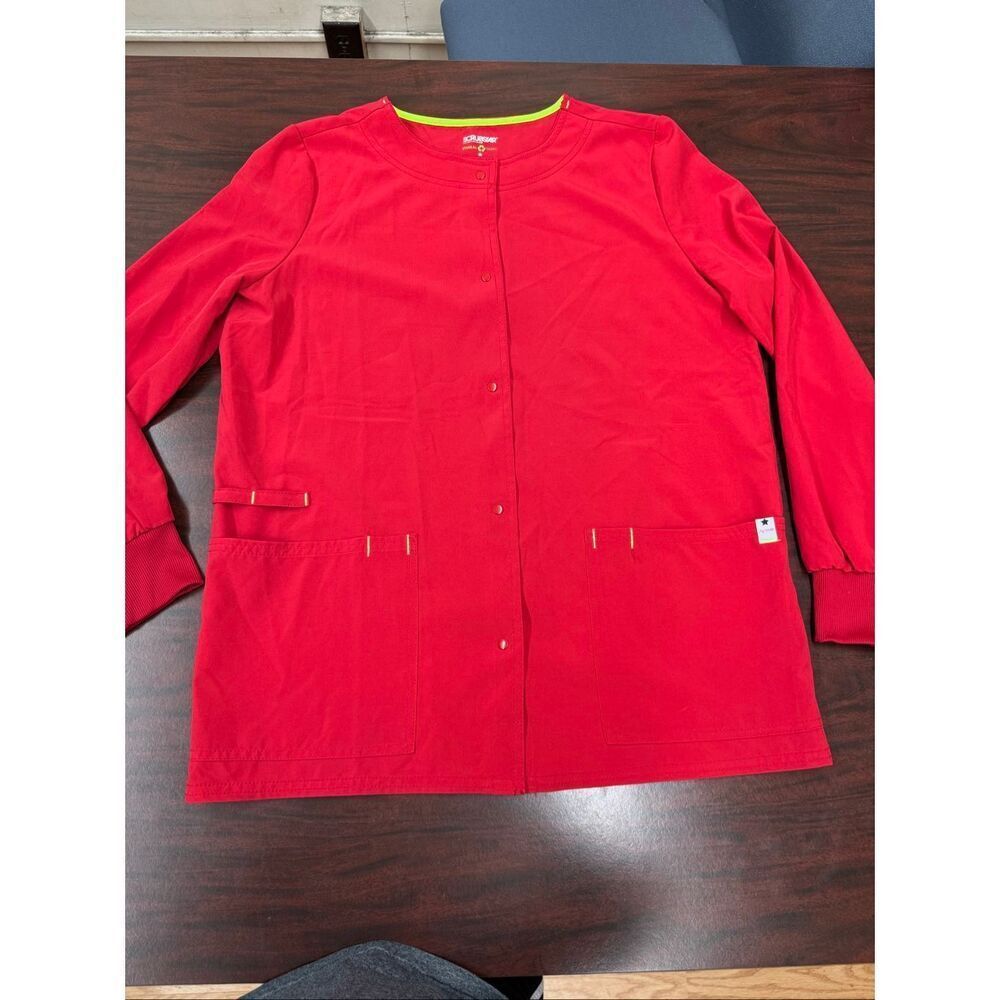 Scrubstar Women’s Snap Front Scrub Jacket in Ruby Gem Size Small